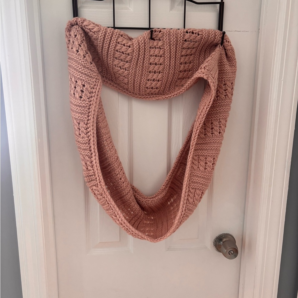 Pink Knit Infinity Scarf